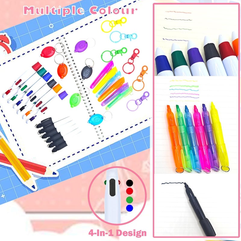 Daemson Nurse Pen Set, Badge Reel Pen Include Highlighter, Permanent Marker, Ballpoint Pen, LED Keychain Flashlight, and Nursing Keychain Clip (Pink) - Image 5